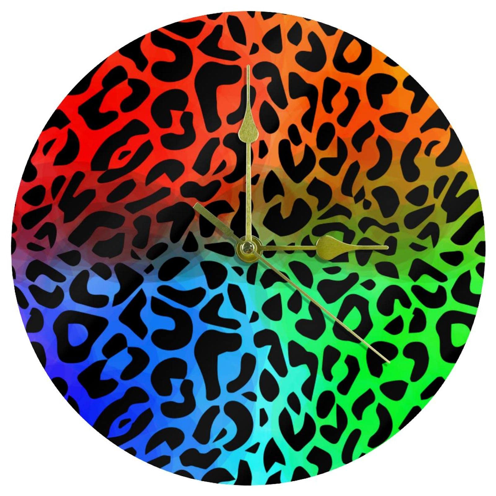 Horloge murale léopard silencieuse en acrylique de 24 cm idéale pour décorer le bureau et la maison