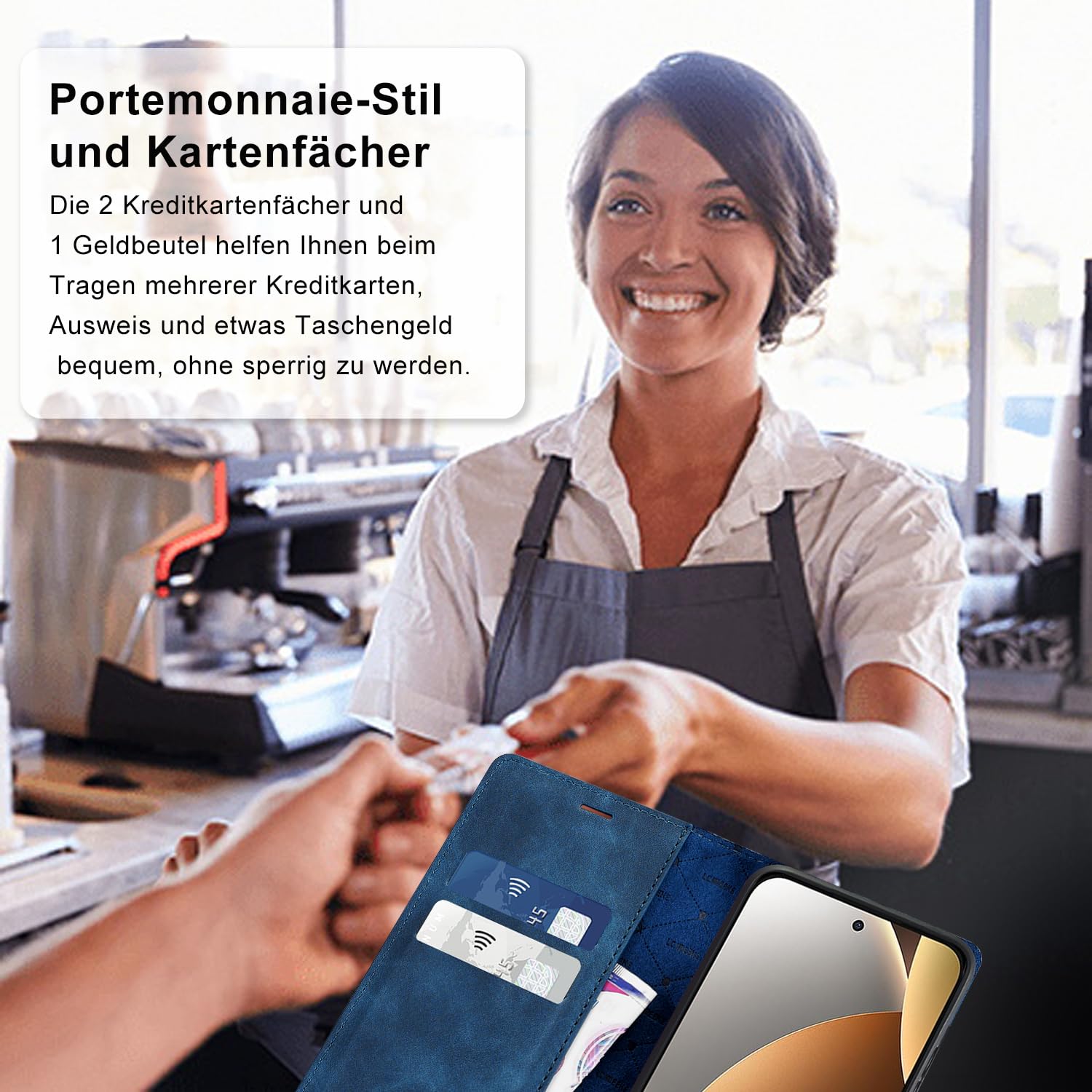 Handyhülle für Xiaomi Redmi Note 15 Pro 5G Hülle Leder, Mit Schutzfolie, für Xiaomi Redmi Note 15 Pro 5G Klapphülle Ledermaterial, Kartenfach RFID-Blockierung Wallet Case, Flip Klappbar Schutzhülle