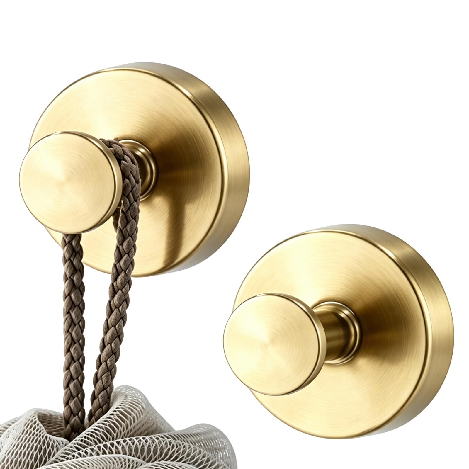 2Pcs Gold Bathroom Suction Hooks Wreath Hanger for Front Door Suction Hooks for Bathroom Round Nail Suction Cup Hook Shower Suction Hooks for Bathroom Shower Towel Kitchen Glass Doors