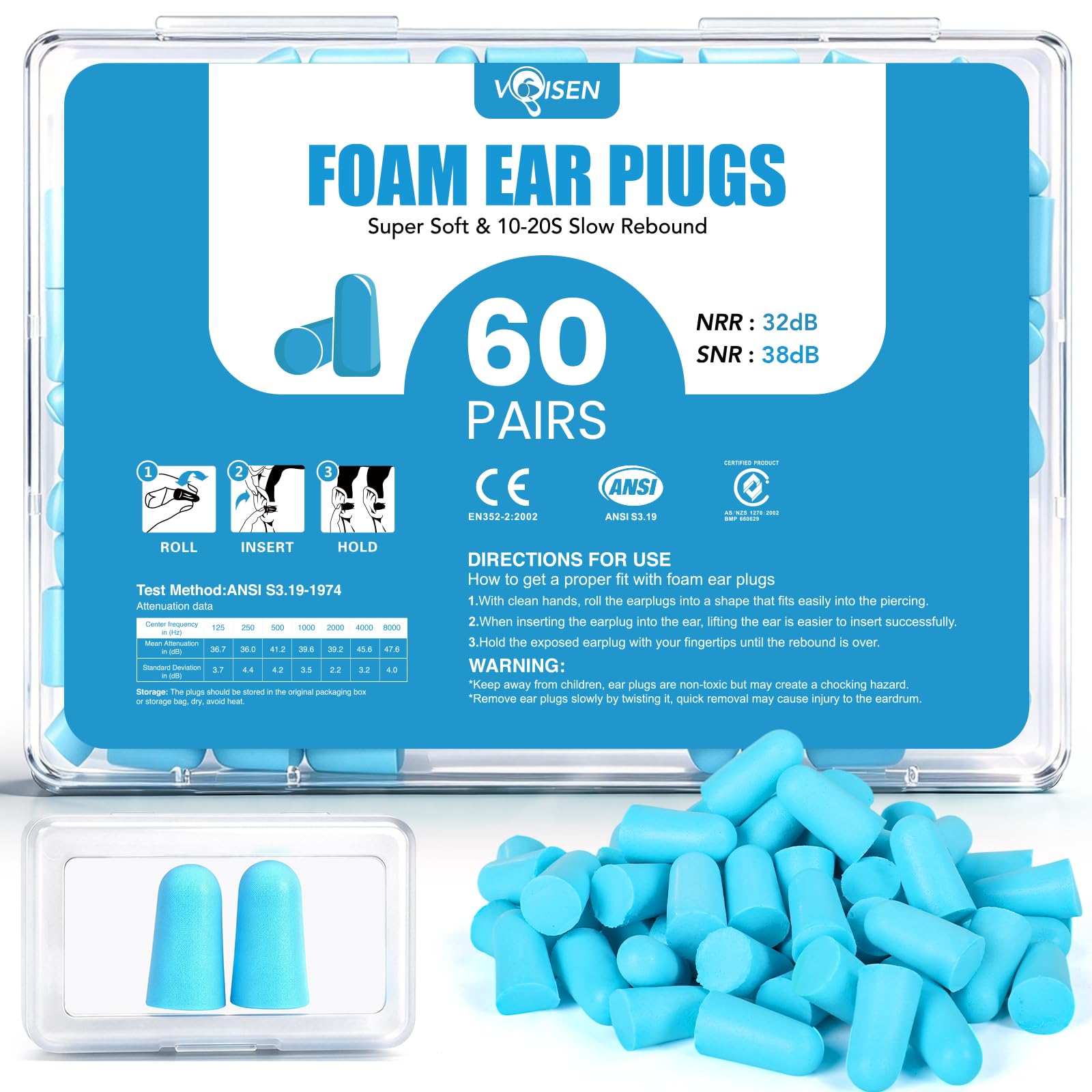 VOISEN 150 Pairs Foam Ear Plugs, Ear Plugs for Sleeping Noise Cancelling — Amazon image 8