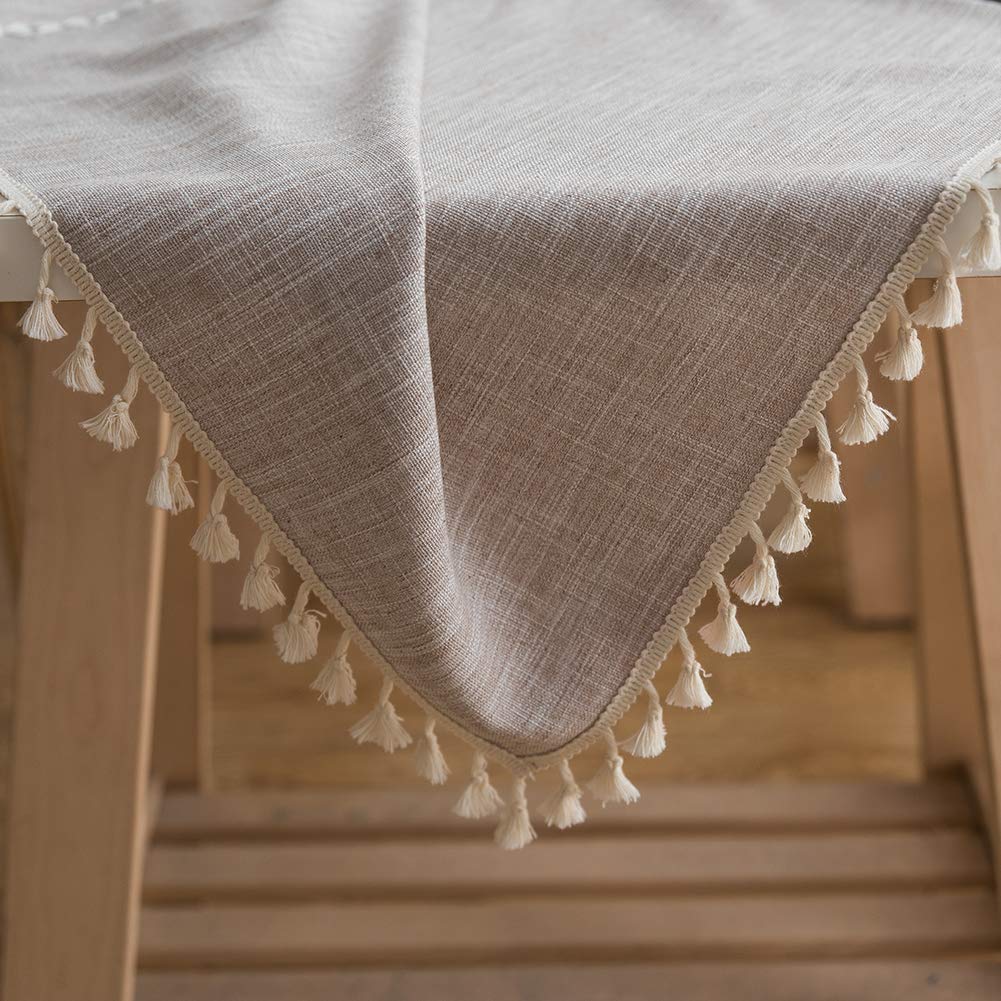 Coton et Lin Nappe 105x175cm, Poussière Tissu de Table à Manger, Lavable Entretien Facile Résistant Résistance aux Rides Antibactérien, pour Maison,Mariage Cérémonie - Marron