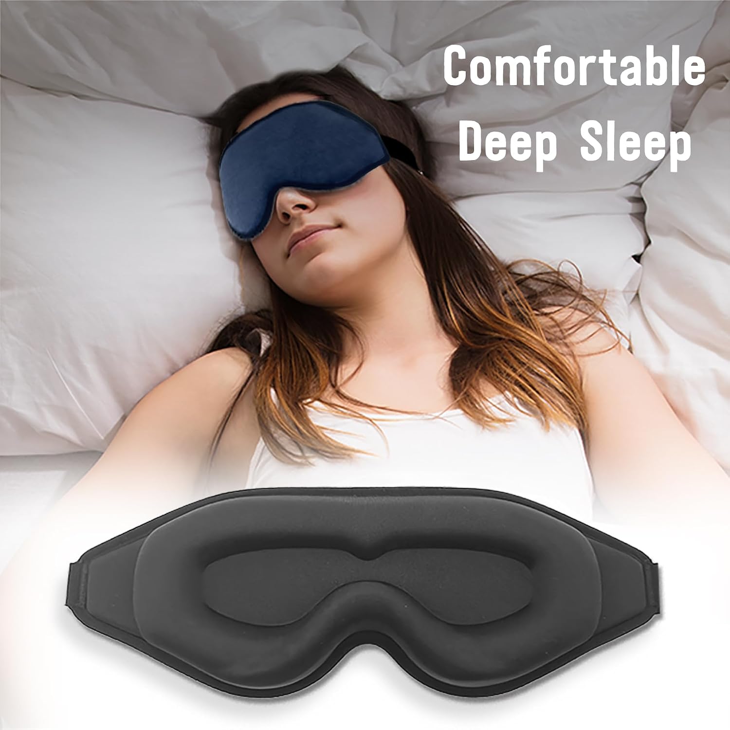 Lewis N. Clark Contoured Eye Mask + Sleep Aid to Block Light for Travel Hotel, Airport, Insomnia + Headache Relief with Adjustable Straps image 2