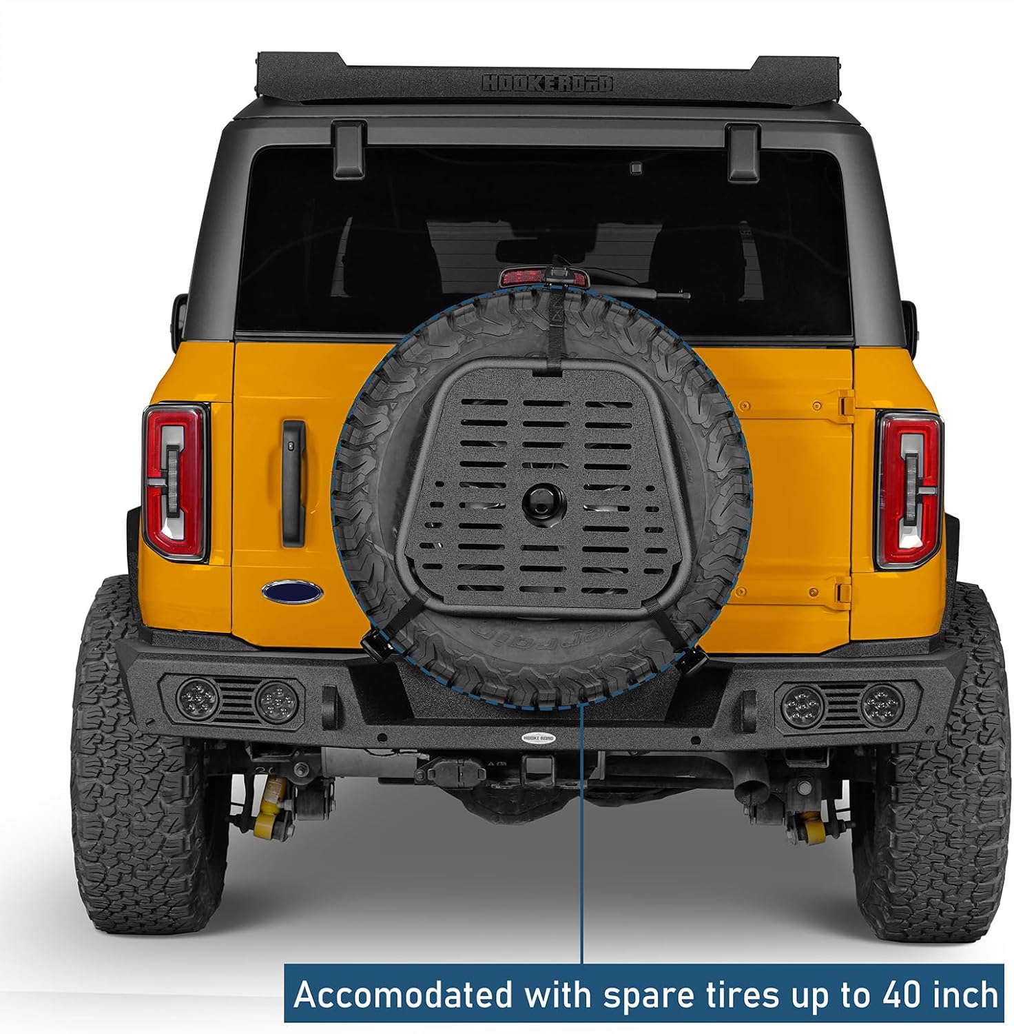 u-Box Spare Tire Molle Panel Storage Panel Cargo Rack Compatible with Jeep Wrangler YJ TJ JK 1987-2018 Ford Bronco 2021-2026, Fits up to 40" Tires