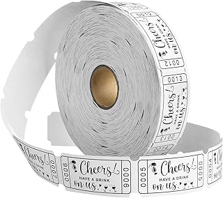 TaoBary 1000 Pcs White Drink Tickets 2" x 1" Single Roll Raffle Tickets for Wedding Events Entry Wedding Parties Reward Fundraiser Prizes Carnivals Class Reward(1 Roll)