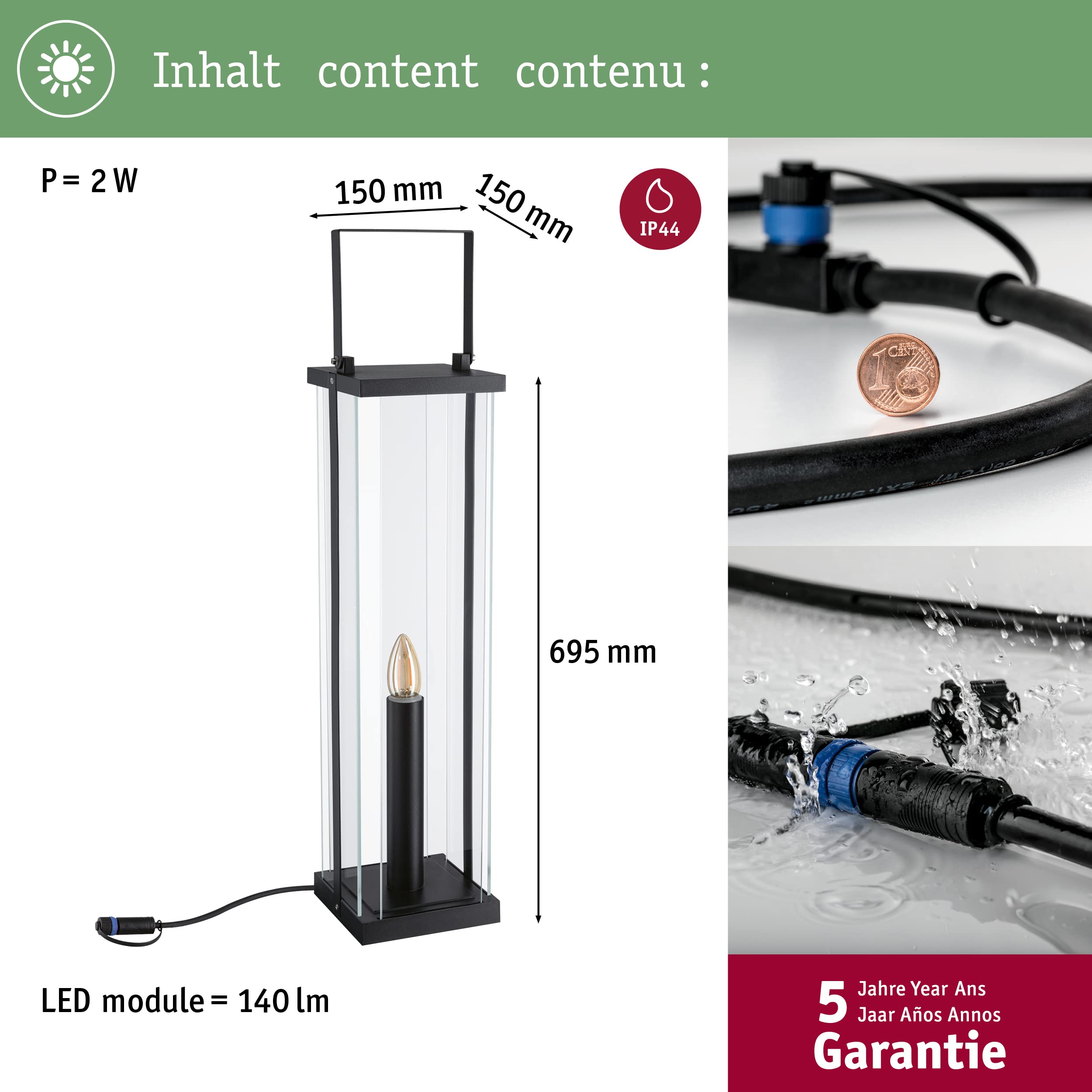 Paulmann Classic Lantern 56 94317 Verlichtingssysteem Plug&Shine 2 W Antraciet 2344949