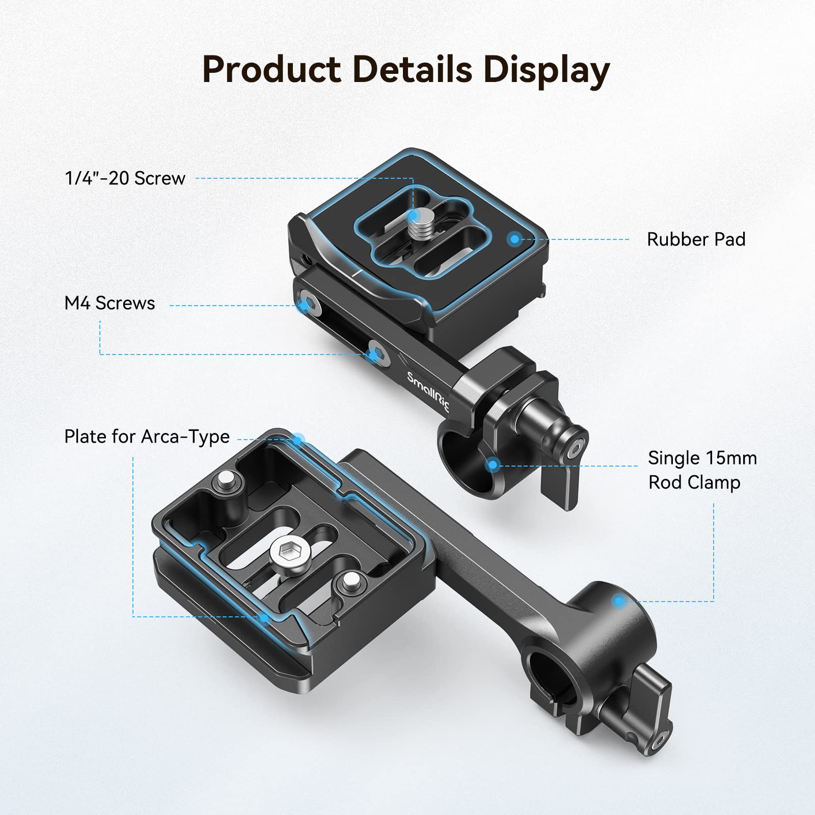 SMALLRIG Piastra A Sgancio Rapido Per Arca-Swiss Con Morsetto Per Asta 15mm - Modello 3853