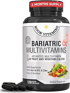 Bariatric Multivitamin with Iron for Women & Men - All-in-One 42 Superfood Blend for Energy & Immune Support - Post-Surgery Recovery, Easy-to-Swallow, Halal, Made in USA (120 Liquid Capsules)