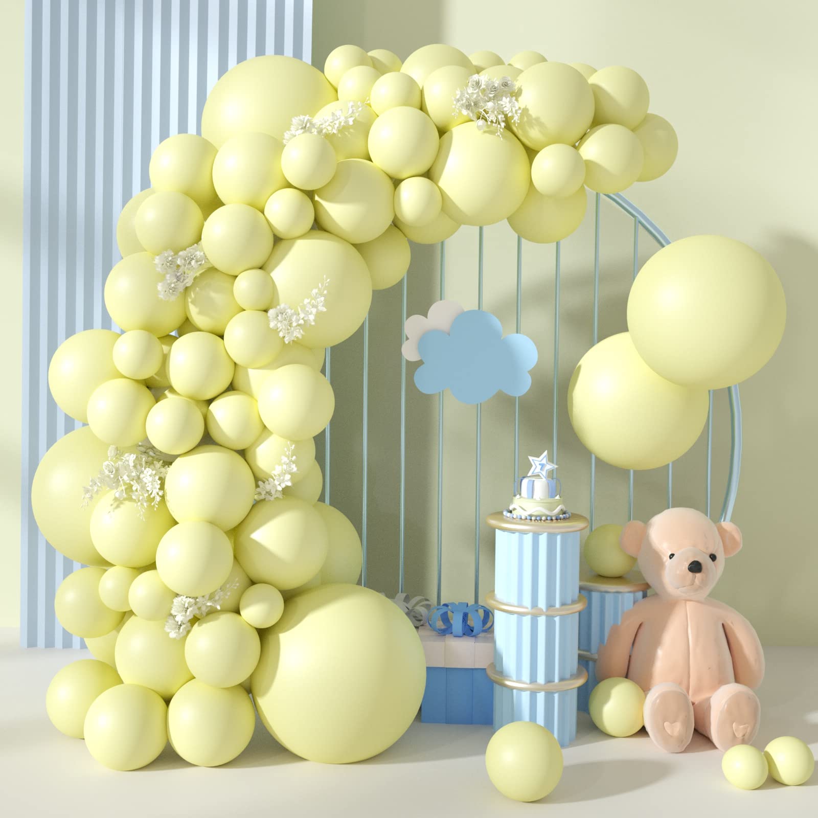 Styirl Pastel Yellow Balloons Garland - 100 Pcs 5/10/12/18 Inch Yellow Balloon arch Kit for Birthday Party/Easter Decorations/Mothers Day Decor/Baby Shower/Gender Reveal / 2022 Graduation