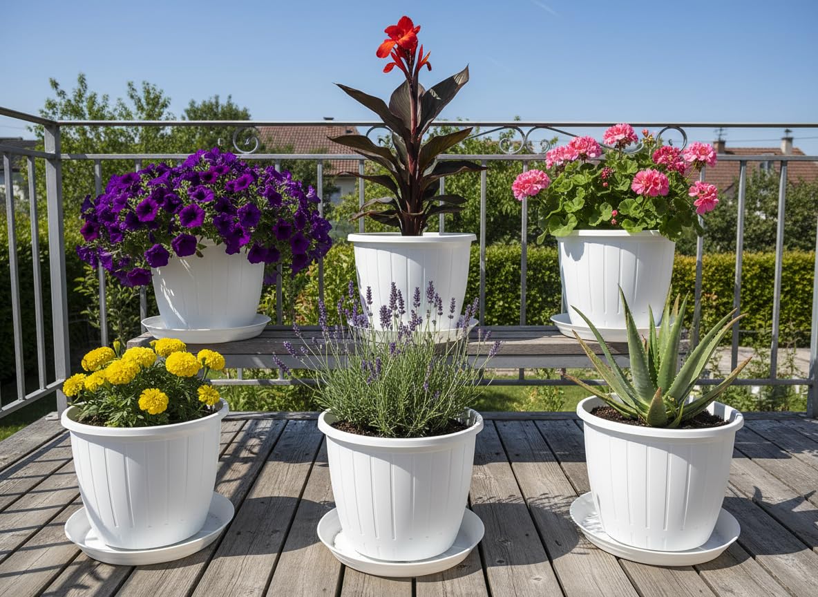 White Flower Pots - 6 Pack for Gardening -20 White Flower Pots - 6 Pack for Gardening -20
