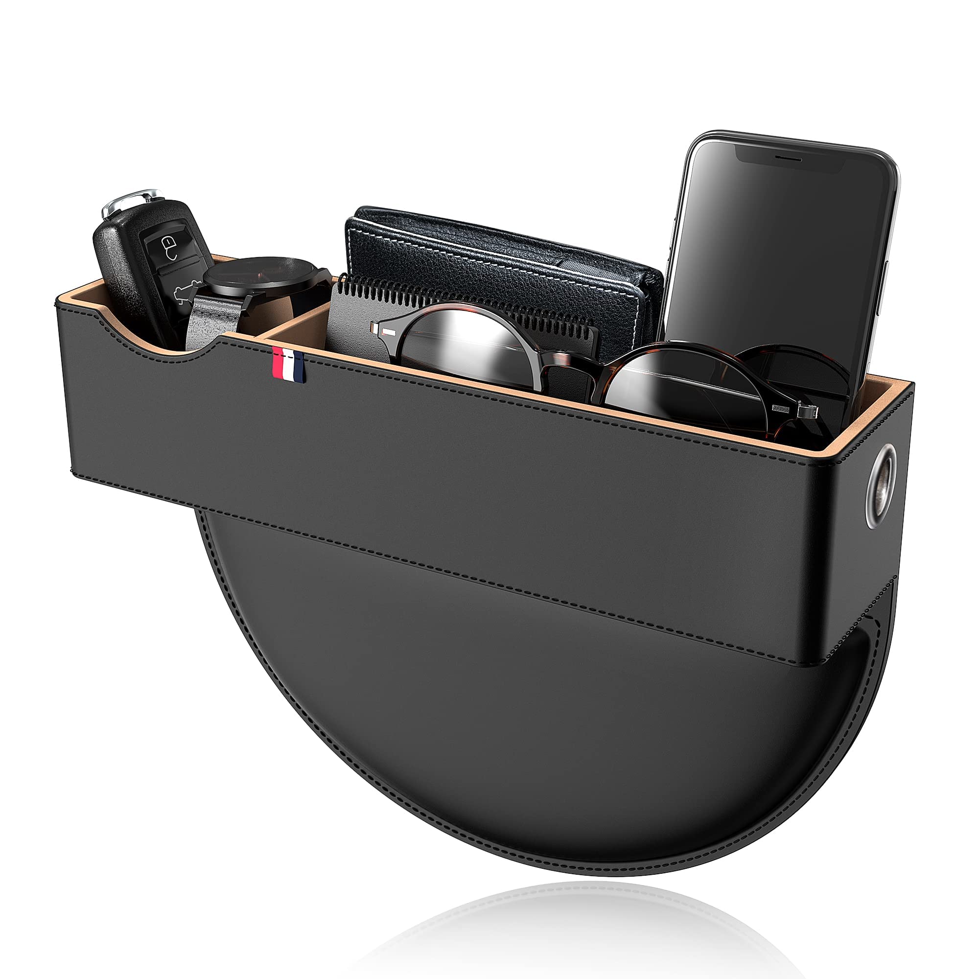 Premium Car seat Gap Organizer, Multifunctional Car Organizer and Storage Box with USB Hole PU Leather Car Organizers and Storage Box For Holding Phone, Sunglasses, Key, Wallets