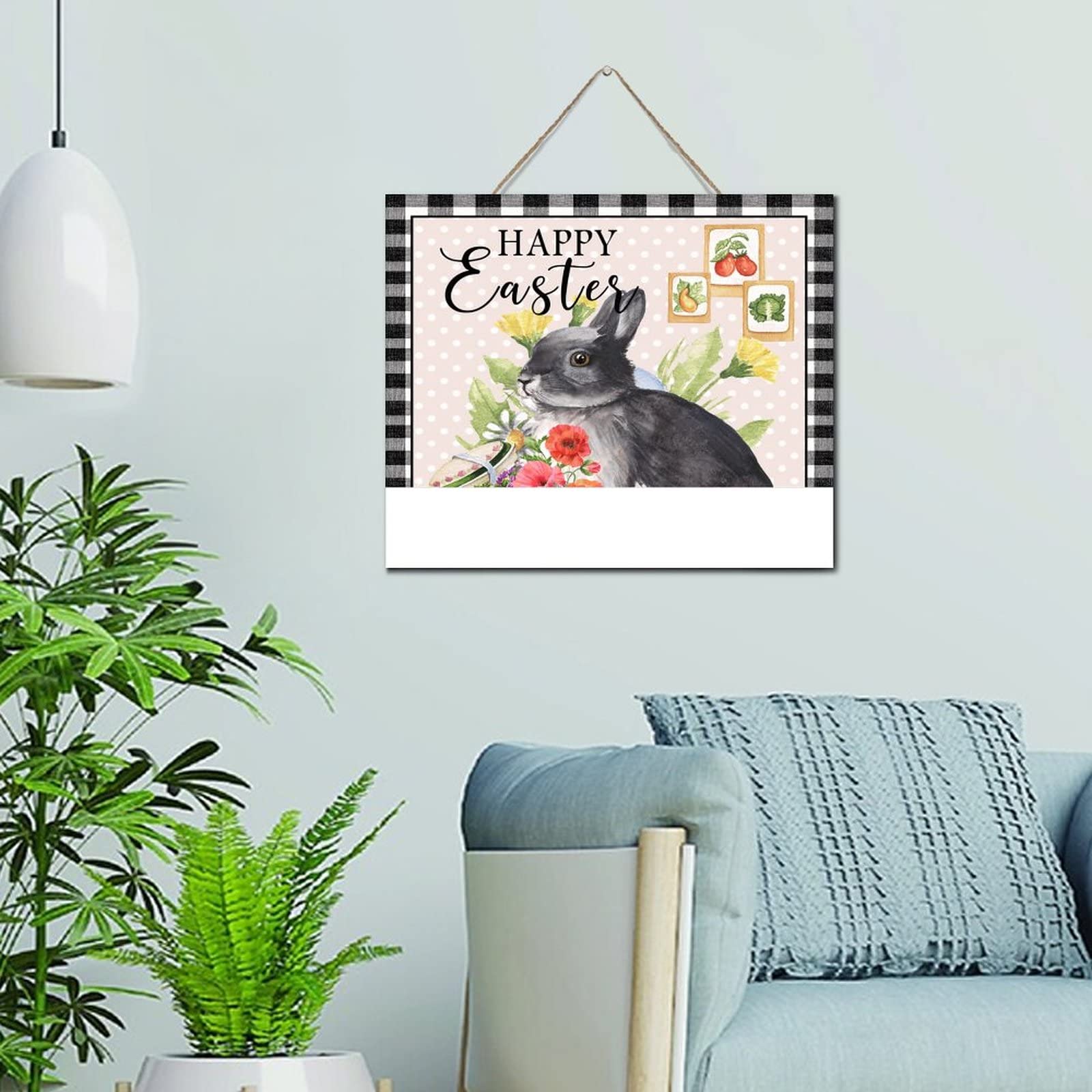 Letrero de madera de conejo estilo cuadro búfalo para decorar el hogar rústico de 10x12"