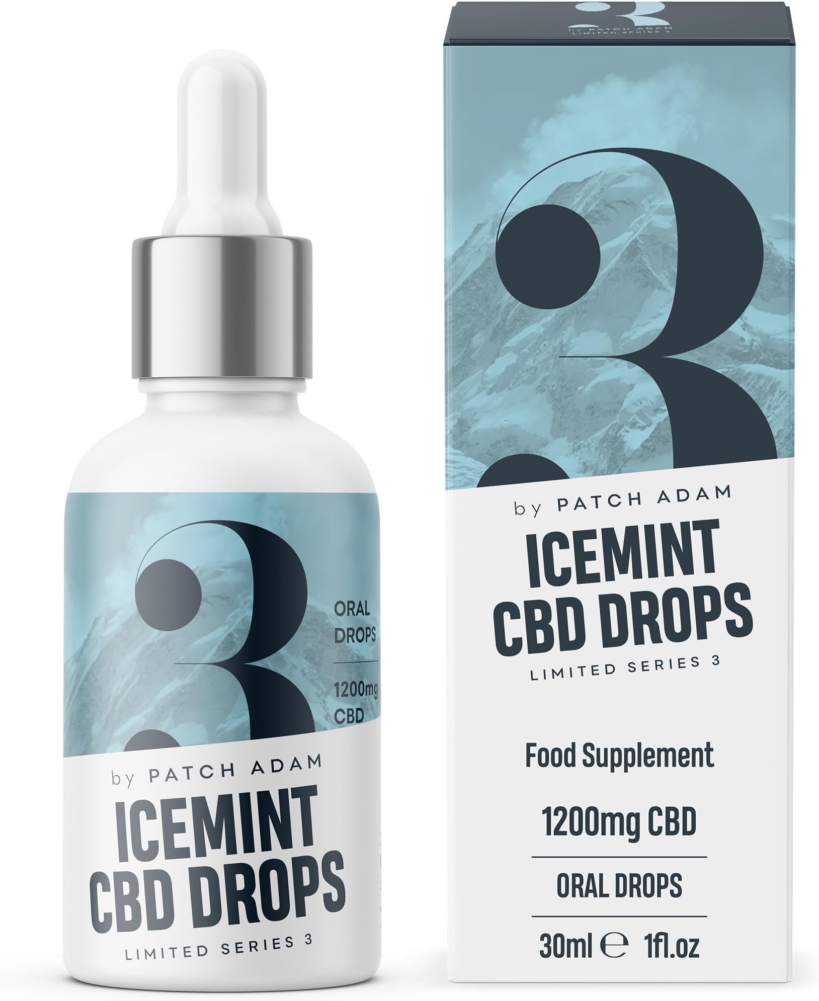 CBD Oil Drops Ice Mint, 1200mg High Purity CBD Isolate Dropper, Muscle & Joint Pain, Stress Anxiety Relief