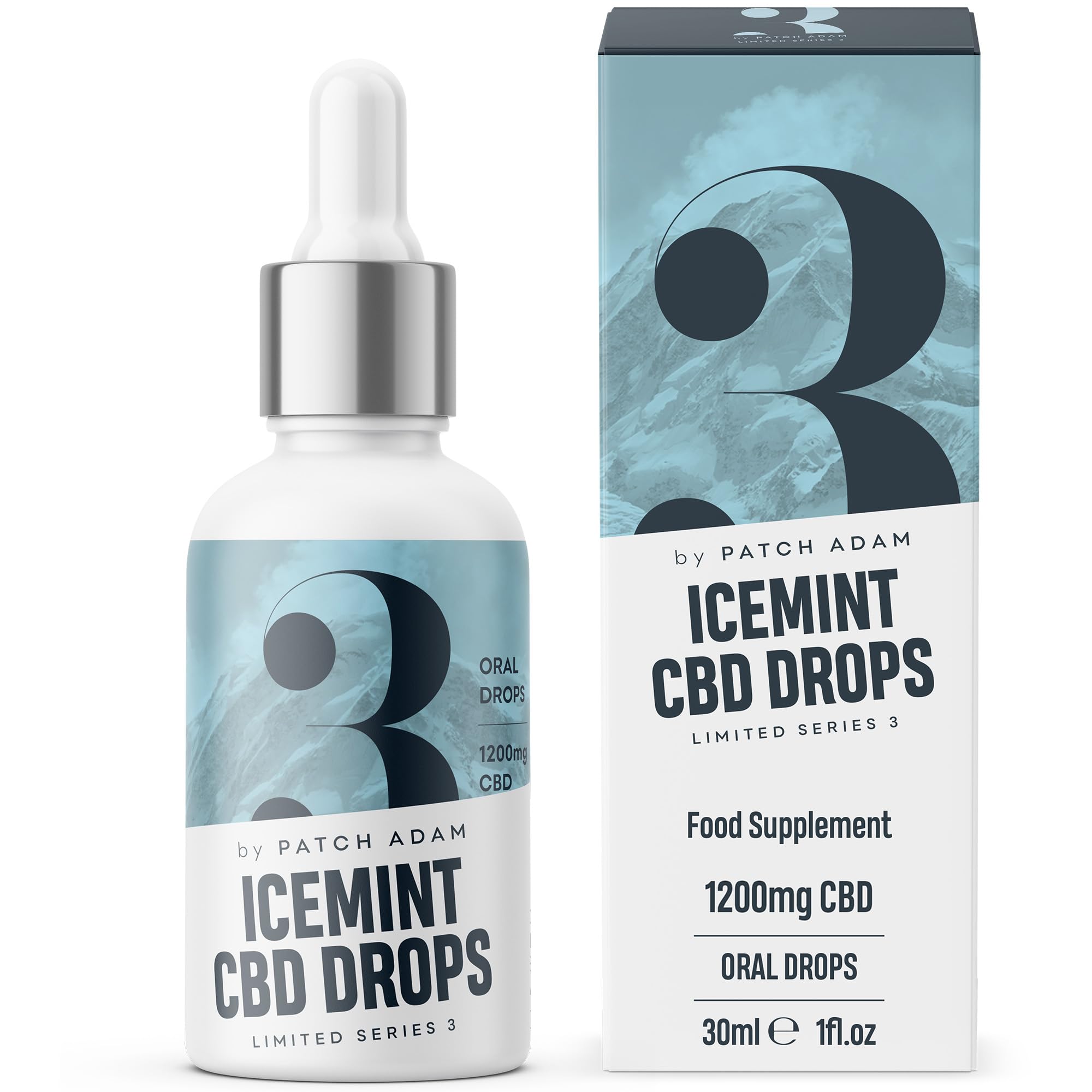 CBD Oil Drops Ice Mint, 1200mg High Purity CBD Isolate Dropper, Muscle & Joint Pain, Stress Anxiety Relief