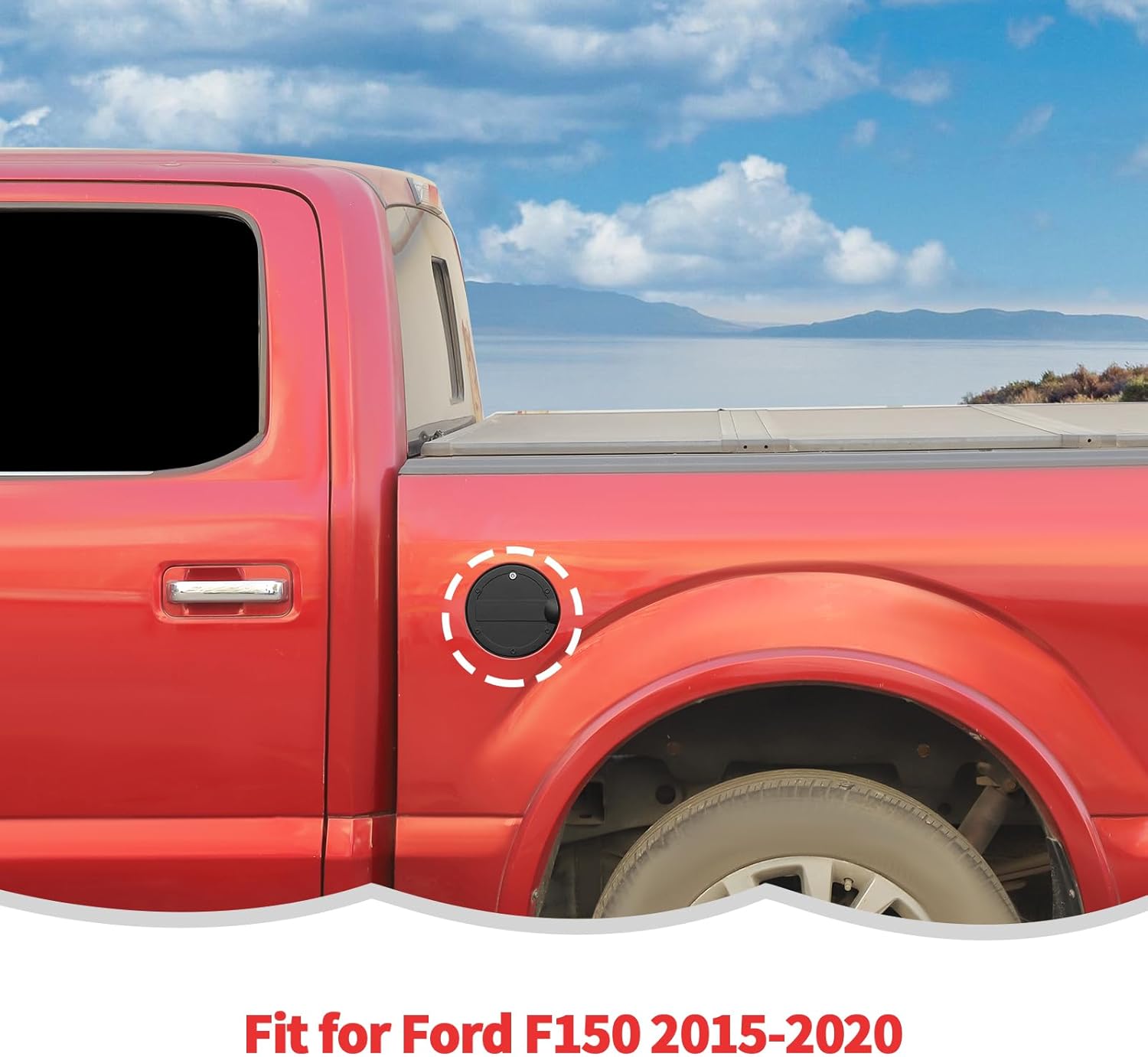 RT-TCZ Fuel Filler Door Locking Gas Tank Cap Cover Accessories for Ford F150 2015-2020 (Matte Black)
