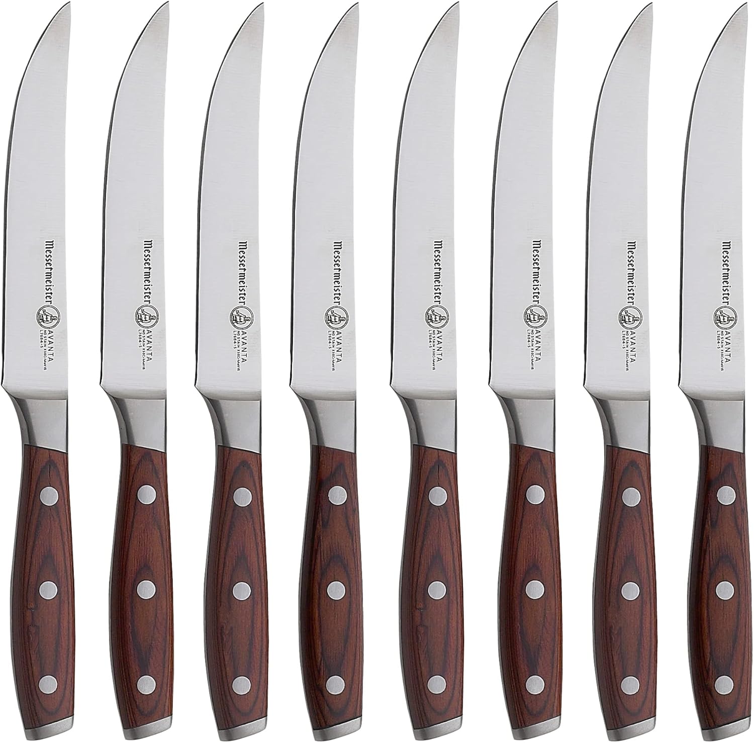 Messermeister Avanta Forged 5” Fine Edge Steak Knife Set - Pack of 2 - German X50 Stainless Steel - Rust Resistant & Easy to Maintain - 8 Steak Knives Total