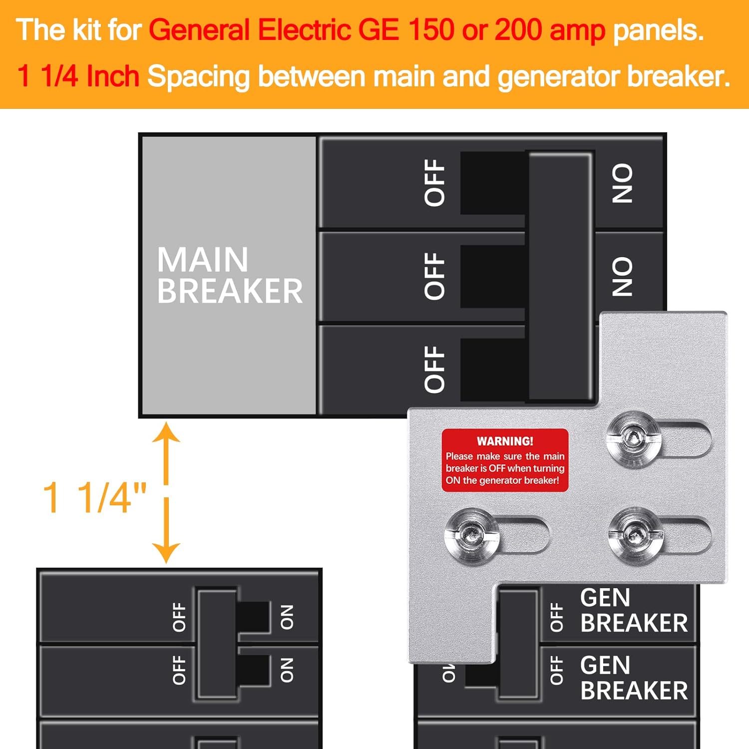 ACANORA Generator Interlock Kit Silver for General Electric GE 150 or 200 amp Main Breaker Panel: Tools & Home Improvement