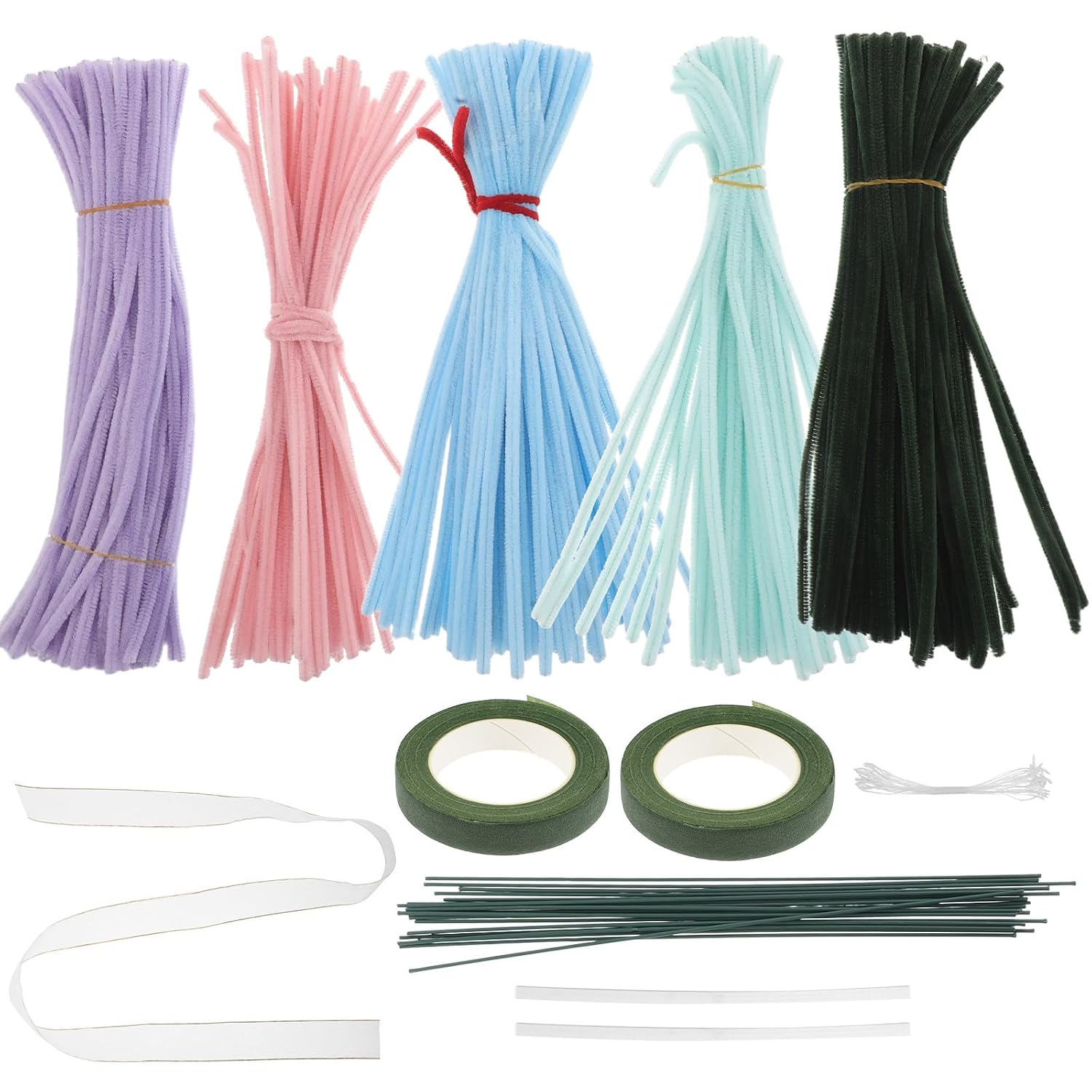 DOITOOL 1Set Chenille Stems: DIY Flowers Pipe Cleaners Art Supplies for DIY Bouquets Arts and Craft Projects and Christmas Decorations