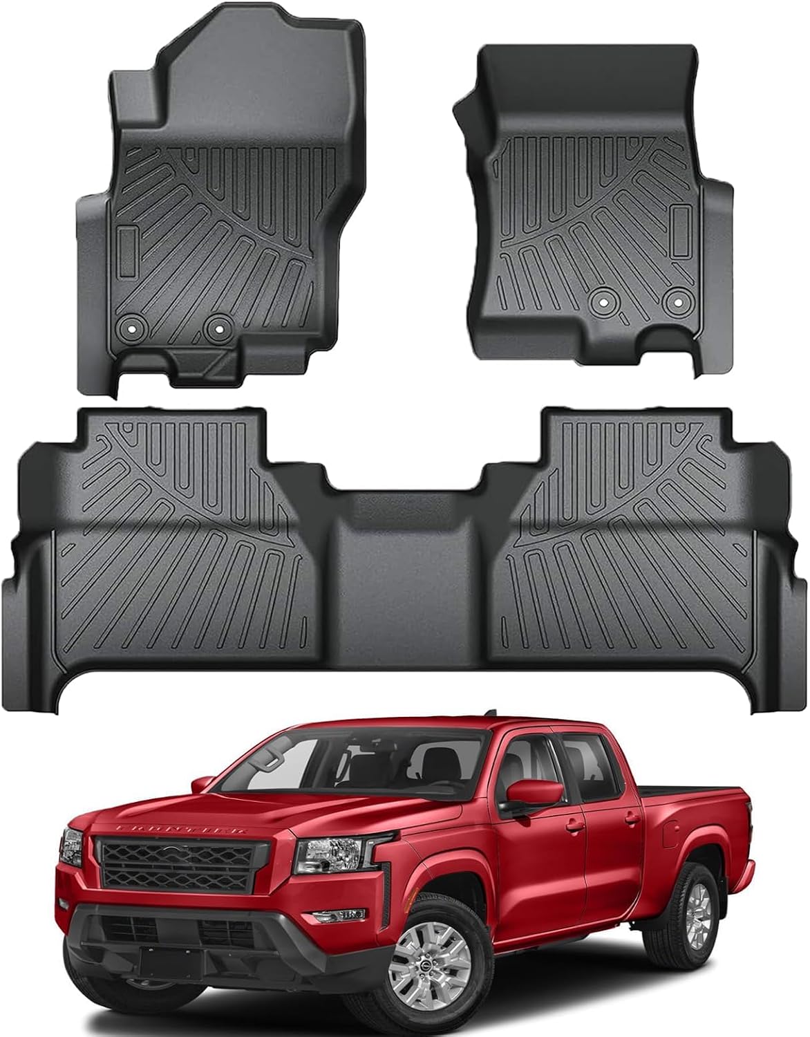 PSLER Floor Mats Fit for Frontier 2022 2023 2024 TPE All Weather Custom Fit Car Floor Liner Mats