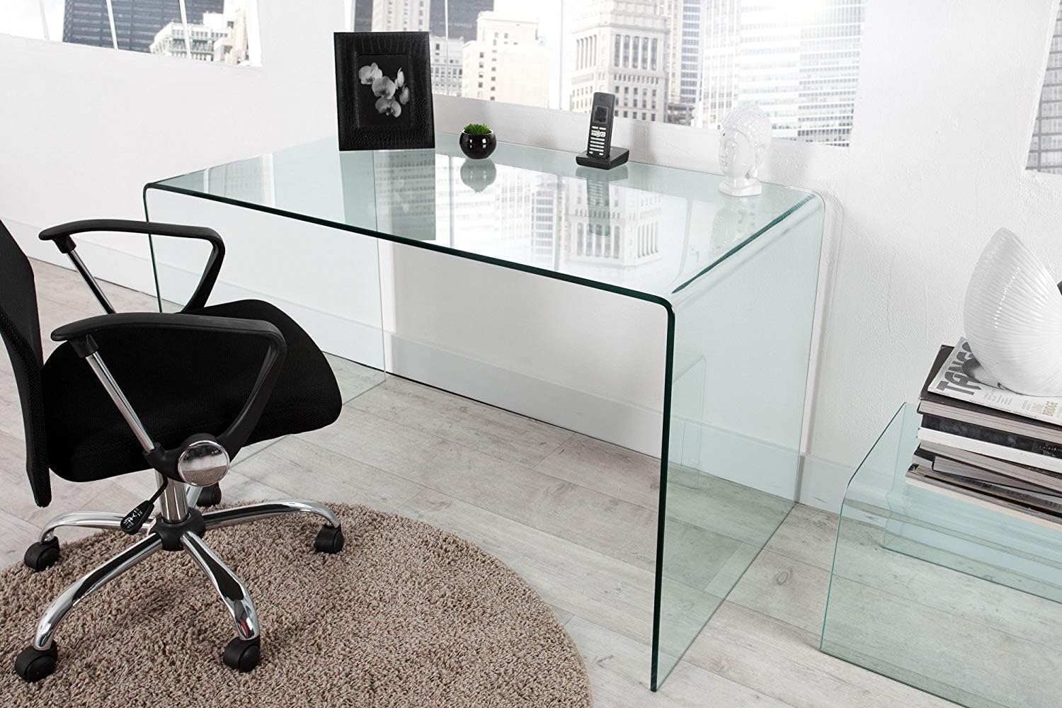 Bricozone Scrivania In Vetro Con Design Minimalista Elegante E Moderno Perfetta Per Uffici E Soggiorni Materiale Di Alta Qualità Vetro Da 12 Mm Misure 126X74X70 Cm Leggera E Resistente