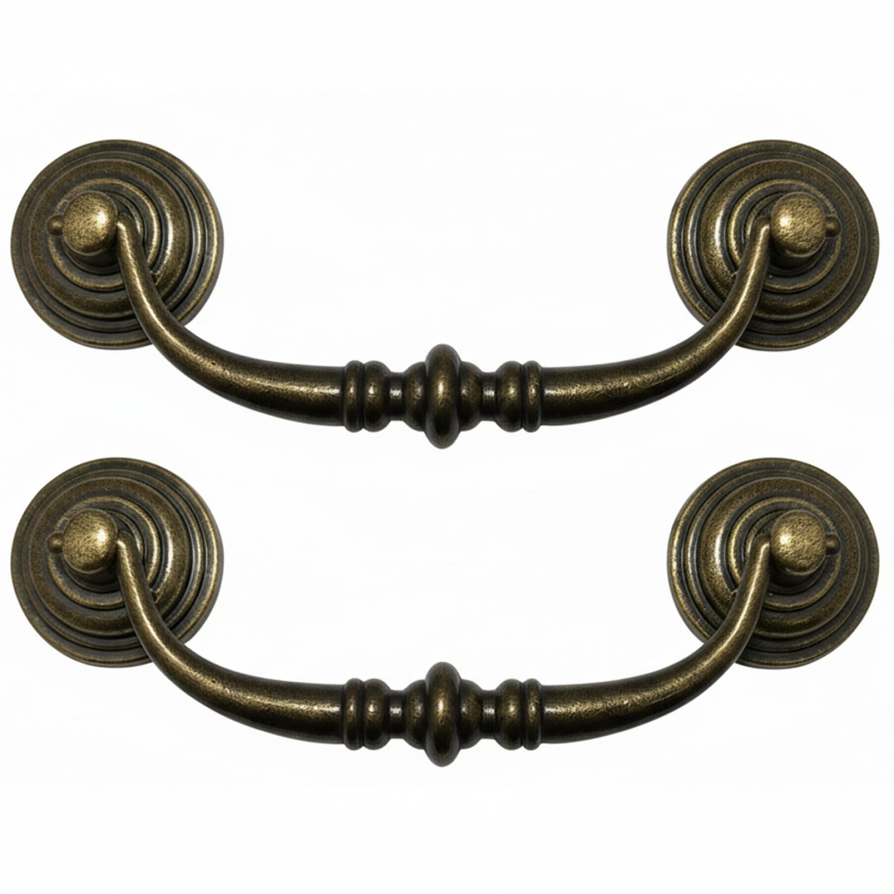 2PCS Antique Drawer Pulls, 4 Inch Cabinet Handle with Adjustable Hole Centers Vintage Zinc Alloy Pulls for Cabinet Door and Dresser Drawer, Bronze