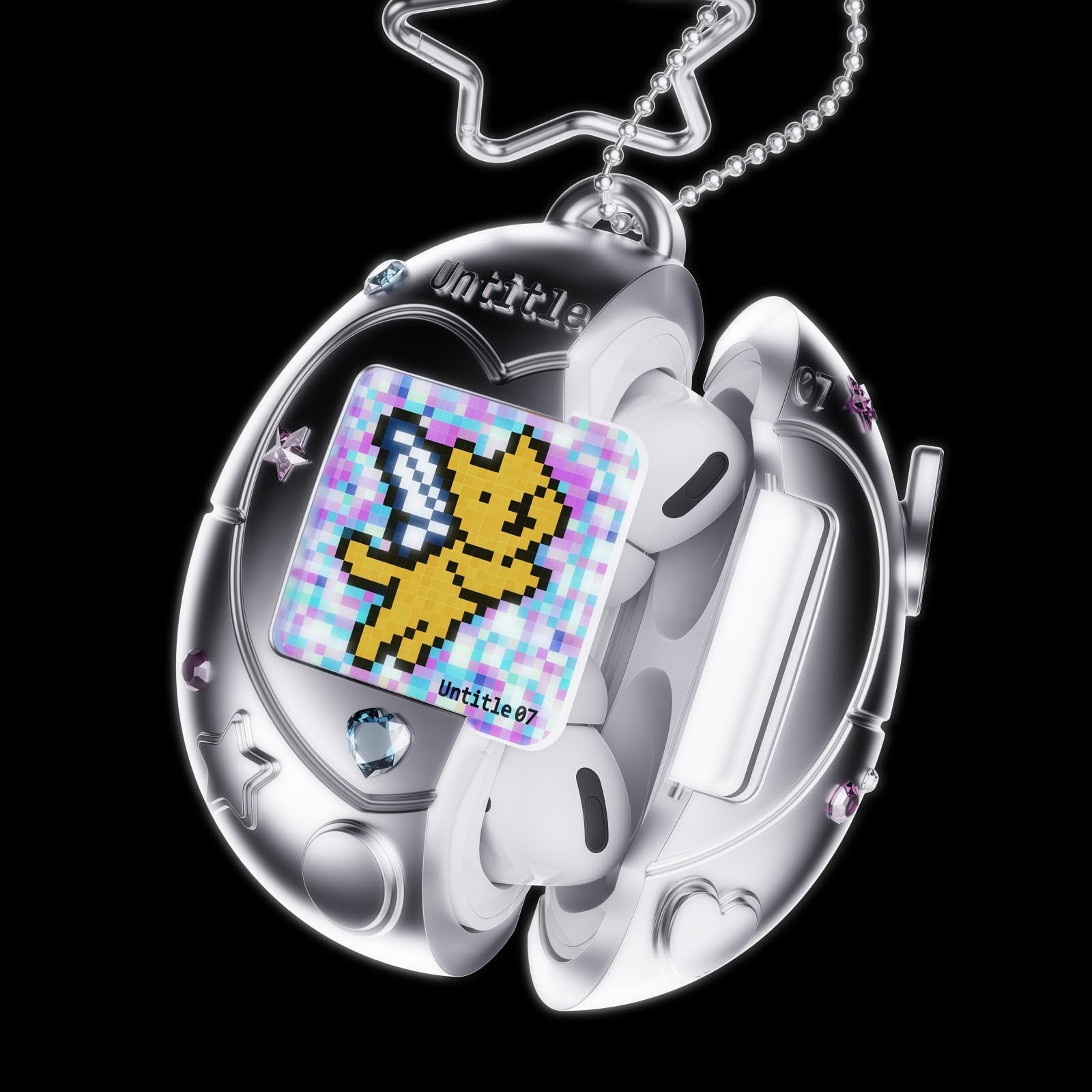 Amazon | Tamagotchi スタイル AirPods ケース ピンク シルバー 星形