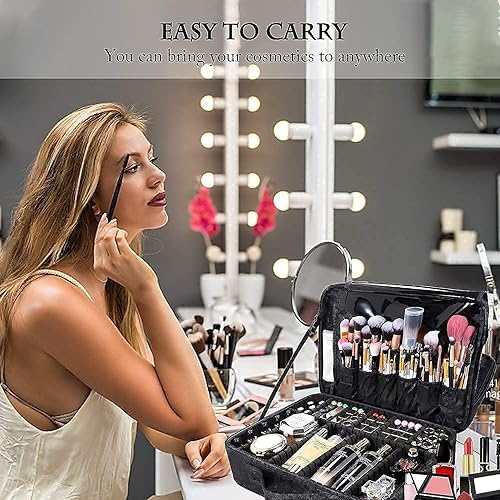 Vista 58 de JOURMON Estuche de maquillaje de viaje, Negro
