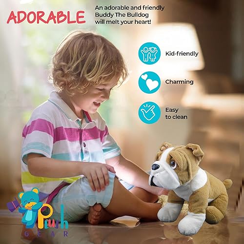 Miniatura 2 de Buddy The Bulldog - Animal de peluche suave de 16 pulgadas, juguete de bulldog para niños, juguete realista de peluche para perros, regalo de felpa