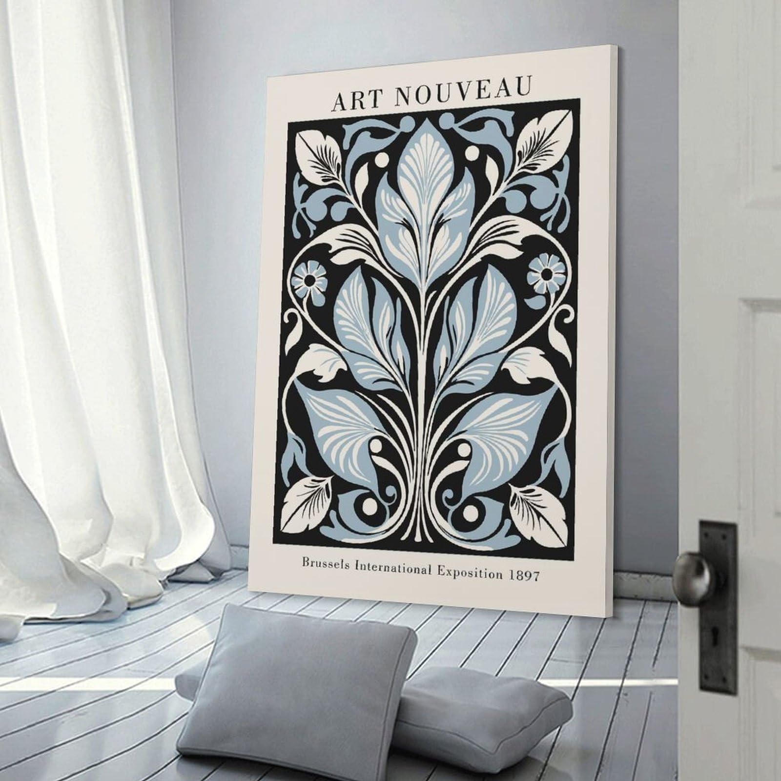 Junmoney Art Nouveau Botanical Art Canvas Wall Decor 24x36inch(60x90cm), for Lounge, Bedroom Or Personal Spaces, A Wall Art Gift for Fresh Interiors