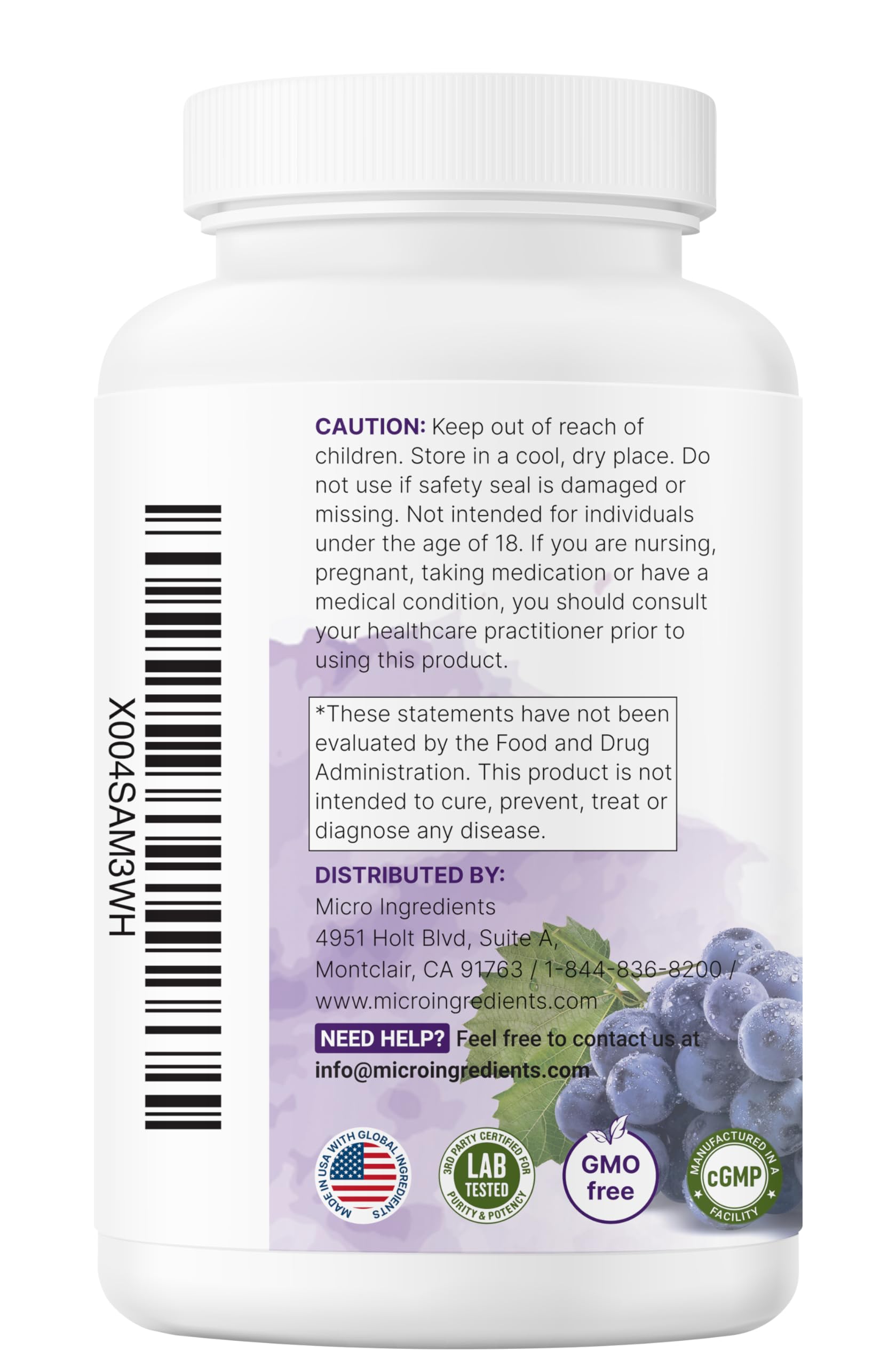 Micro Ingredients Grape Seed Extract, 240 Capsules | 3-in-1 Antioxidant Blend with Resveratrol & Red Wine Extracts | Max Strength Polyphenols Supplement | Non-GMO — Amazon image 7