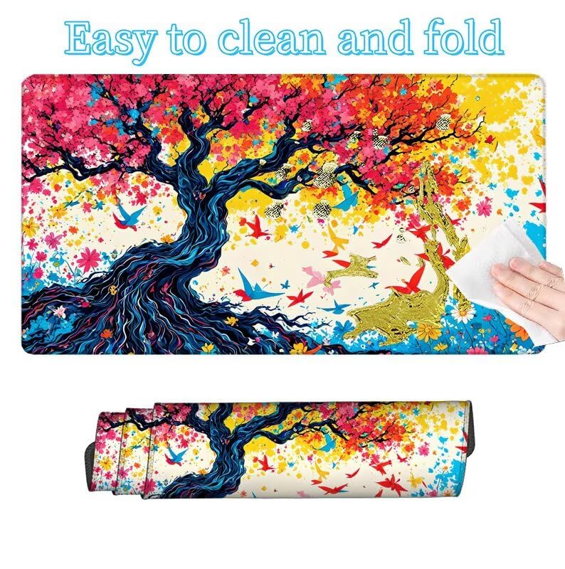 Kolorowa podkładka pod mysz, duża podkładka pod mysz, 1200 x 600 x 3 mm, podkładka na biurko, zszyte krawędzie, antypoślizgowa mata na biurko, gumowa podstawa, wodoodporna, miękka tkanina, akcesoria