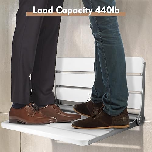 Miniatura 3 de Asiento de ducha de montaje en pared de 18 pulgadas, adecuado para personas mayores con discapacidad y mujeres embarazadas, carga máxima de 440