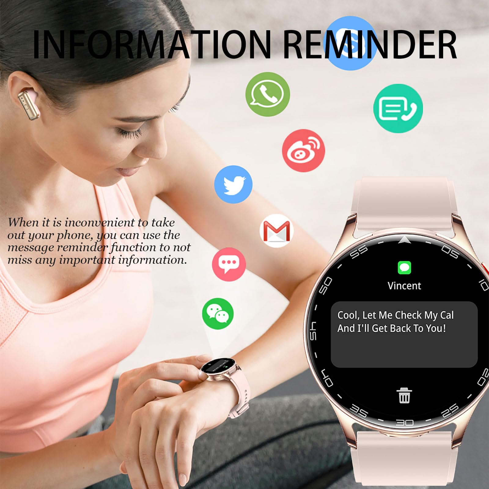 Smartwatch Bluetooth Kopfhörer Innovatives 2-in-1 Design Fitness Tracker 1.39 Zoll Bildschirm Touchscreen Kabelloses Headset mit Schrittzähler Herzfrequenz Schlafmonitor IP67 Wasserdicht Gold