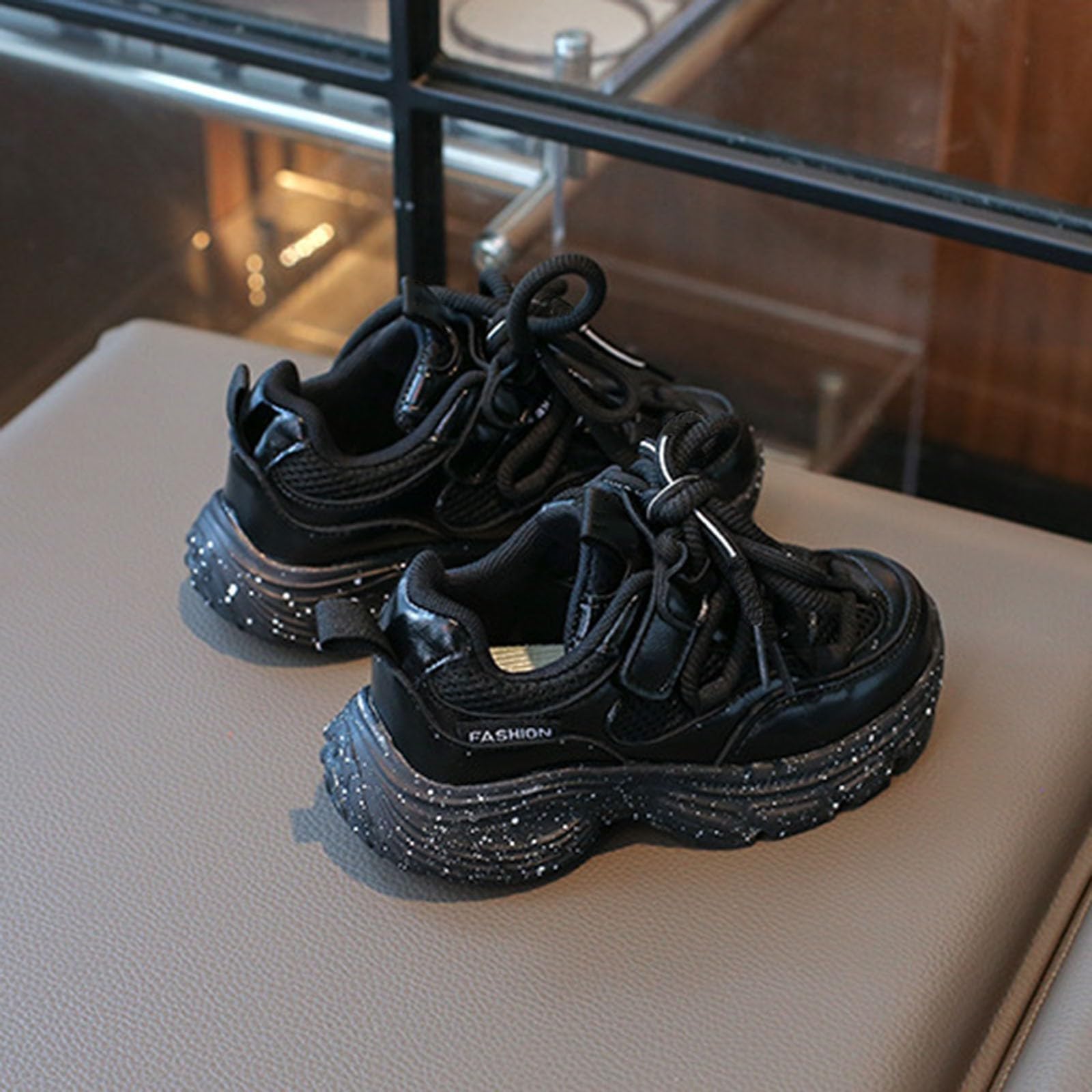 Chaussures de sport pour garçon et fille - Semelles épaisses - Antidérapantes - Chaussures d'intérieur tendance - Chaussures de fitness confortables - Chaussures de marche décontractées - Respirantes