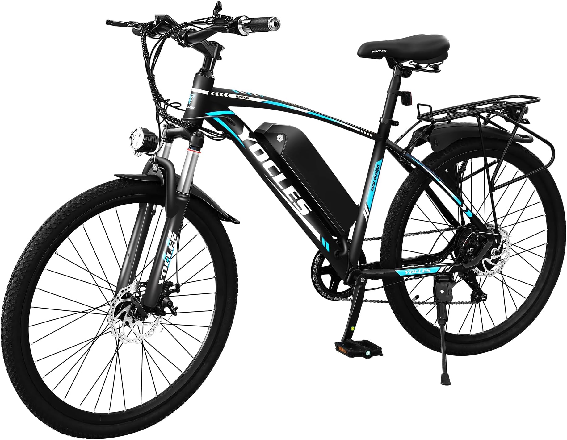 YOCLES 26" Electric Bike for Adults with 288Wh Removable Battery, 40Miles 20MPH Commuting Electric Mountain Bike with 350W Brushless Motor, Ebike with 7-Speed, Dual Disc Brakes, Front Fork Suspension