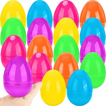 18 Pack 4 Inch Easter Eggs Colorful Large Fillable Plastic Eggs for Easter Basket Fillers Egg Hunt Party Supplies, 6 Colors