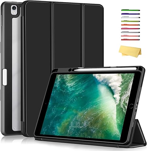 Para Apple iPad de 987 generación de 10.2 pulgadas (202120202019), cubierta trasera transparente de TPU a prueba de golpes con soportesoporte para