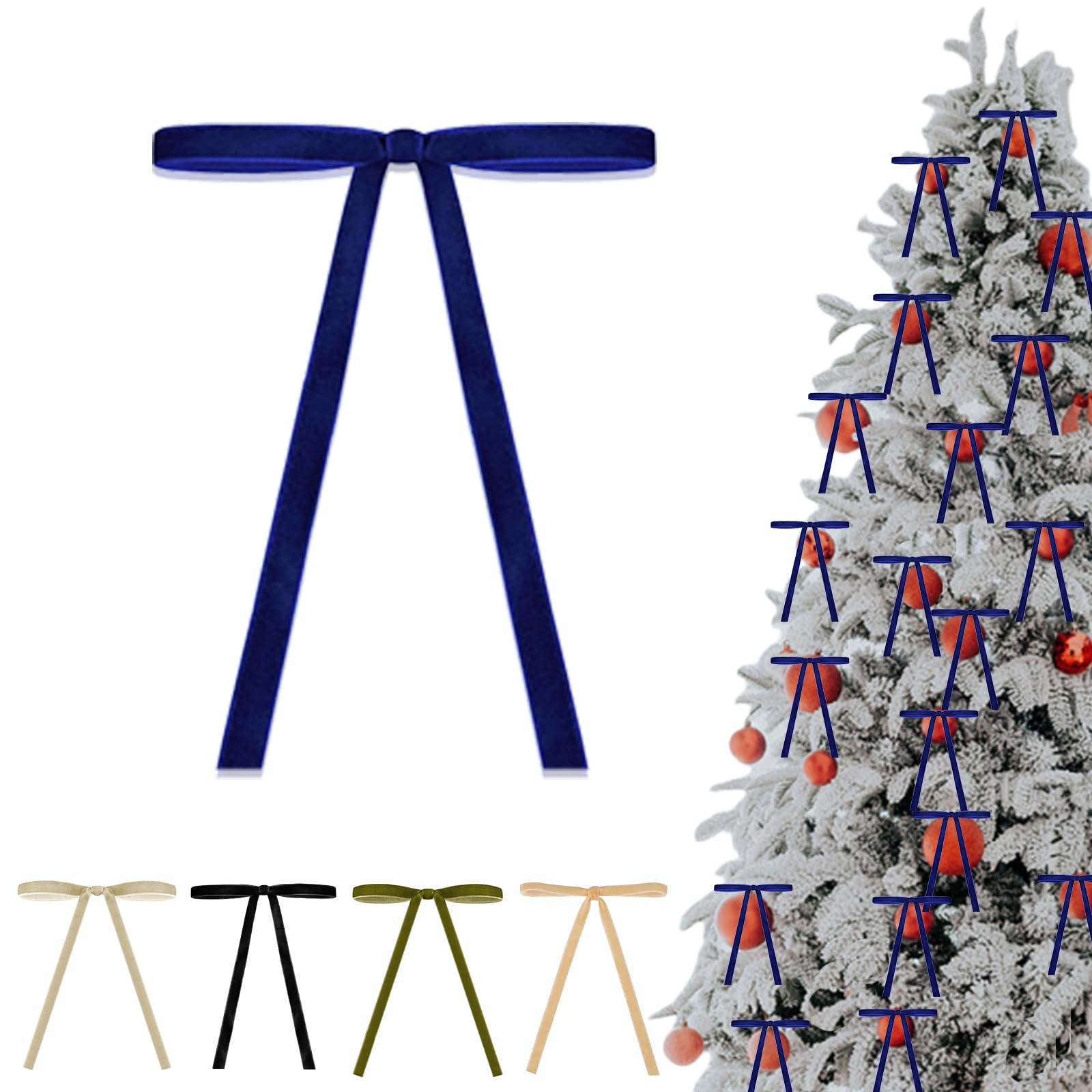 36P Christmas Navy Blue Velvet Bows,5x7in Christmas Tree Bows with Twist Ties,Vintage Wedding Velvet Ribbon Gift Bow,Velvets Bow for Xmas Wreaths Garland Velvets Ribbon Bowsfor Holiday Xmas Tree Décor