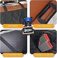 Vista 4 de Honest - Fundas de asiento de coche para perro, funda de asiento de perro con solapa lateral para automóviles, camiones y SUV, funda impermeable