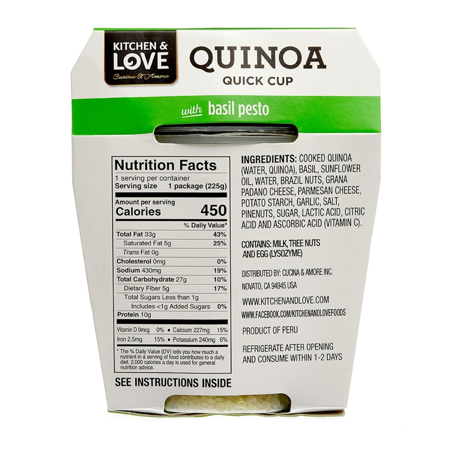 Kitchen & Love Basil Pesto Quinoa Quick Meal 6-Pack | Gluten-Free, Ready-to-Eat, No Refrigeration Required
