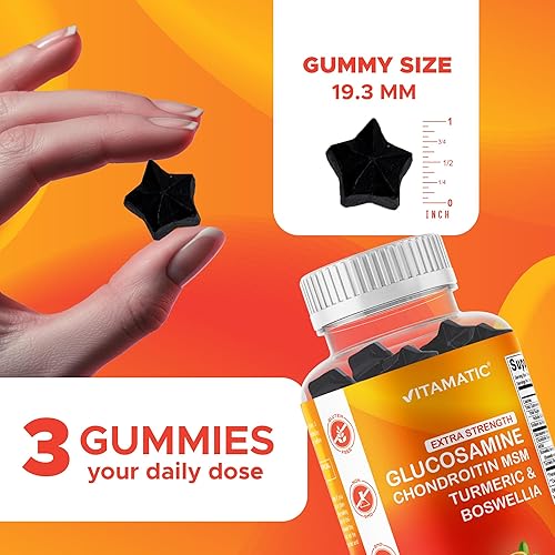 Miniatura 3 de Vitamatic Gomitas de glucosamina condroitina extra fuertes con MSM, cúrcuma y boswellia – 60 gomitas a base de pectina fórmula avanzada de apoyo