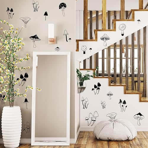 Miniatura 5 de 72 calcomanías de pared de hongos negros, calcomanías de pared de guardería de bosque para decoración de habitación de bebés niños o niñas,