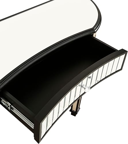 Miniatura 6 de SSLine Mesa de tocador de maquillaje con espejo, mesa auxiliar moderna para sofá, mesa auxiliar con espejo, mesa de tocador con 5 cajones, mesa de