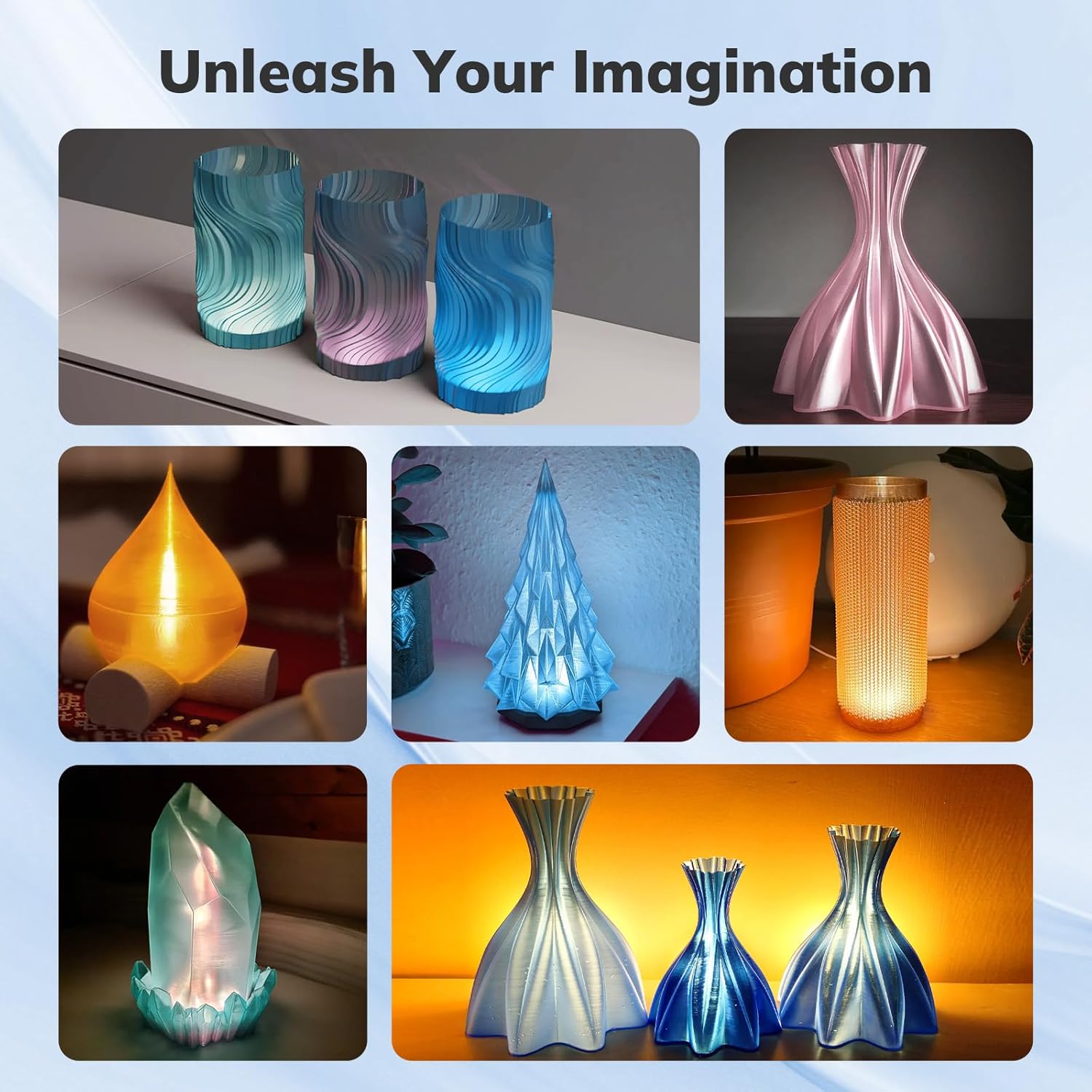 AMOLEN 3D Printer Filament Crystal PLA Translucent 1.75mm, Crystal Blue Clear Printing, Low Warping & No-Bubbles, Dimensional Accuracy +/- 0.02 mm, Fits Most FDM 3D Printers, 1kg Spool(2.2lbs) - Image 6