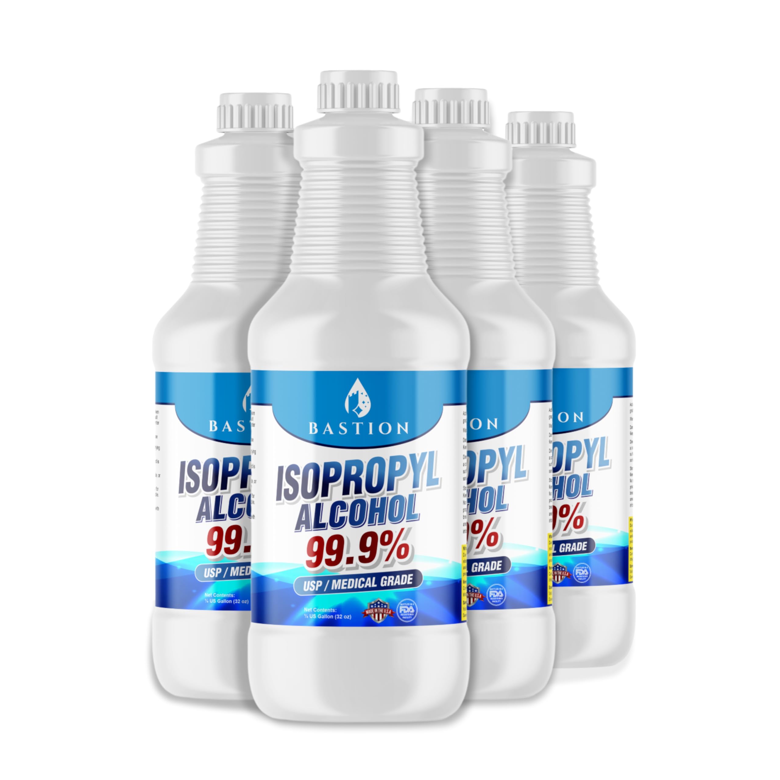 Isopropyl Alcohol (IPA) USP Grade 99.9% Purity - Made in The USA One Gallon 4 x 32oz Quart Bottles (1 Gallon)