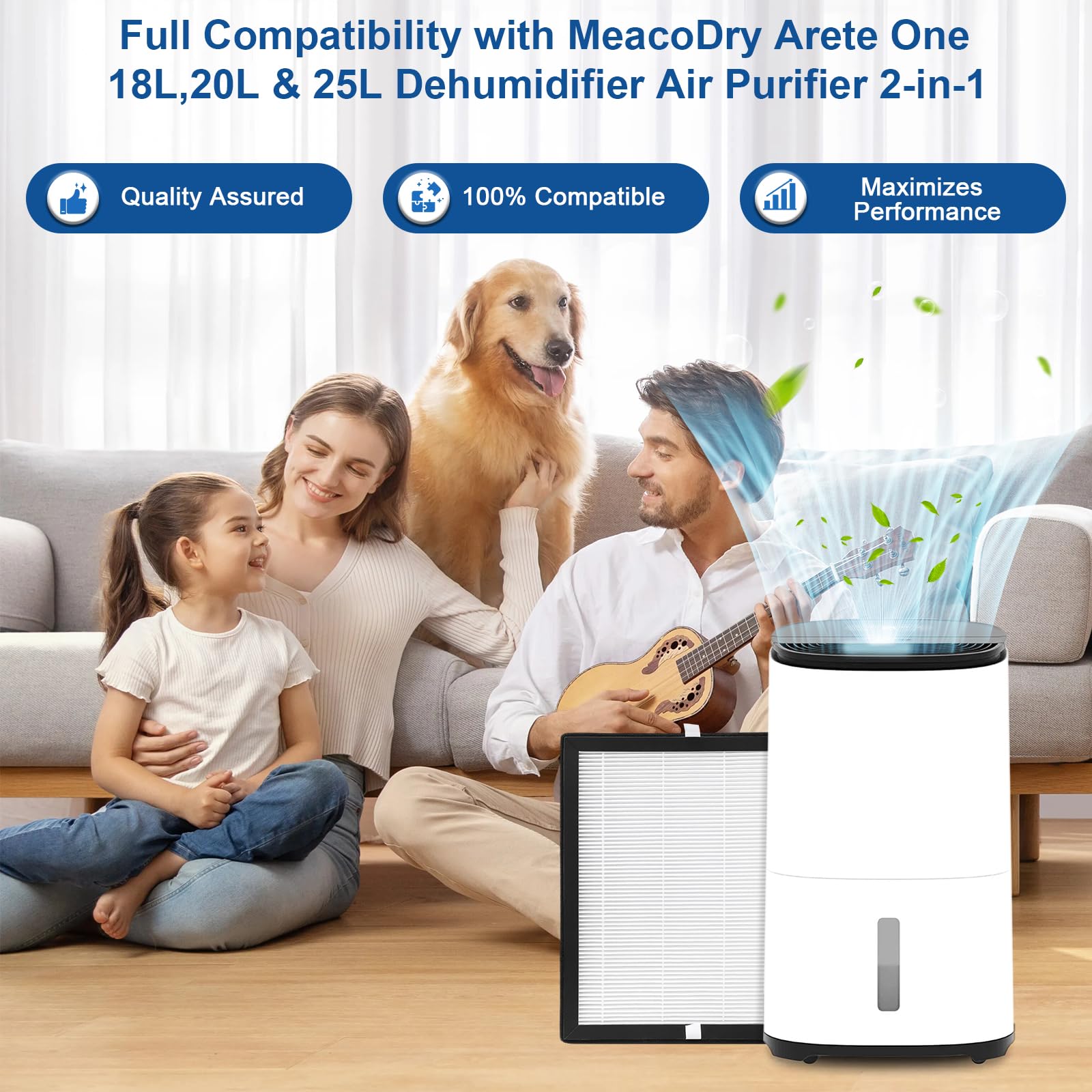 Kigniote Paquete de 3 filtros HEPA compatibles con MeacoDry Arete One 18L, 20L y 25L deshumidificador purificador de aire 2 en 1, 26 x 22 x 1,5 cm, no compatible con deshumidificador Meaco 20L 20LE de