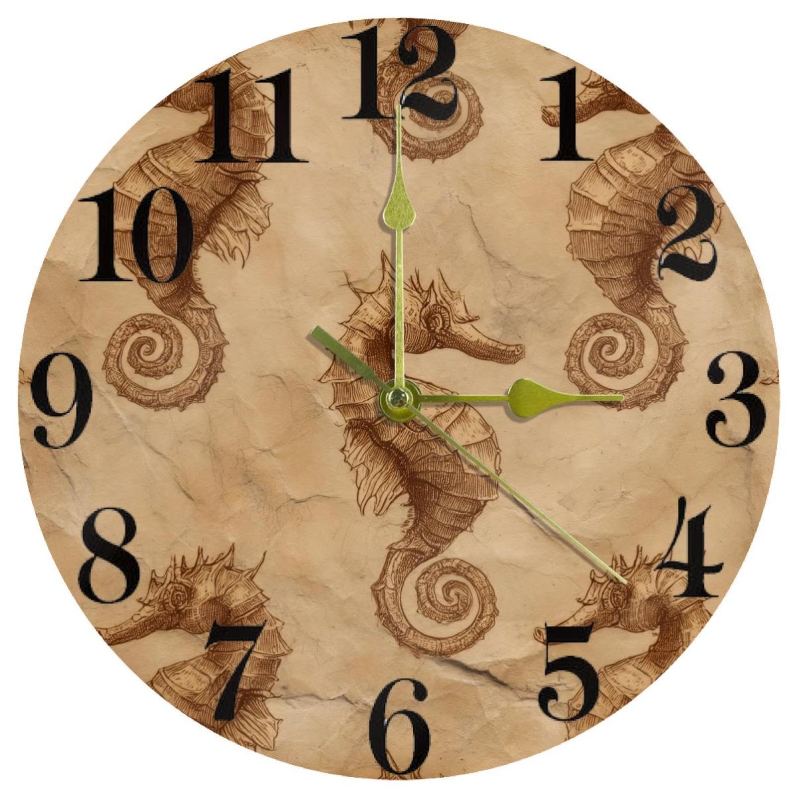 Horloge murale vintage hippocampes silencieuse pour retrouver le sommeil sans tic-tac