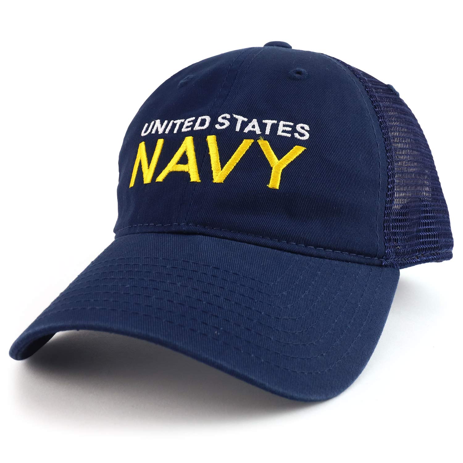RAPID DOMINANCEUS Navy Embroidered Low Profile Cotton Adjustable Trucker Mesh Cap
