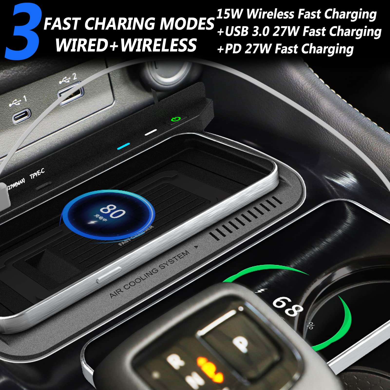 Caricabatterie Wireless Per Auto per Nissan X-Trail/Qashqai (2021-2022), Tappetino Di Ricarica Rapida Per Telefono Da 15W per Qualsiasi Telefono Cellulare Abilitato Qi