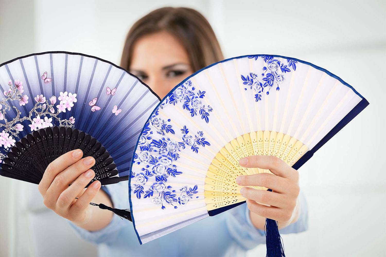 Buy Meifan 2pcs Small Folding Hand Fans For Women