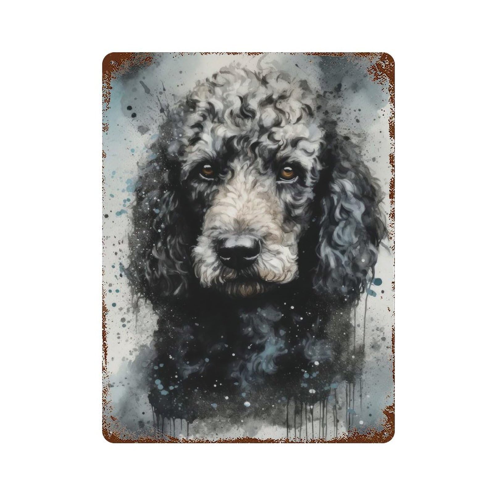 Poodle Dog Furry Elegance Rustic Tin Plaque 15.7"x11.8", for Shed, Workshop And Garage Wall Decor, Rustic Home Decor